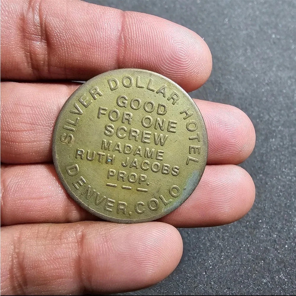 Silver Dollar Hotel Denver CO Madame One Screw Brothel Prop House Token - Picture 2 of 2